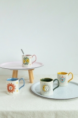 Hand-Painted Sun Stoneware Mug