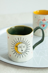 Hand-Painted Sun Stoneware Mug