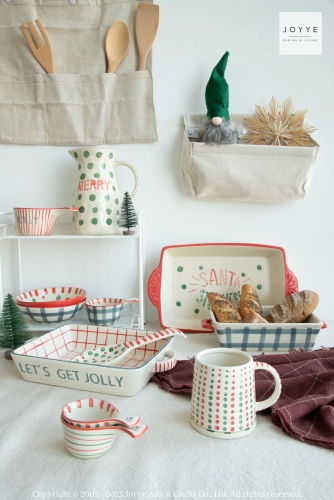 Joyful Handpainted Dots and Stripes Christmas Cookware
