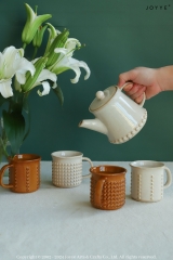 Vintage Amber Tone Embossed Stoneware Tableware Collection