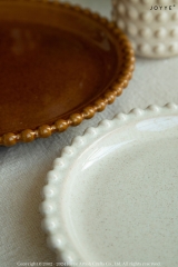 Vintage Amber Tone Embossed Stoneware Tableware Collection