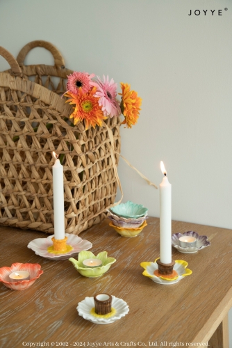 Spring Colorful Embossed Floral Candle Holder Collection