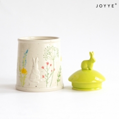 Green and White Embossed Bunnies Tableware Collection