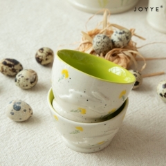 Green and White Embossed Bunnies Tableware Collection