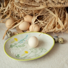 Green and White Embossed Bunnies Tableware Collection