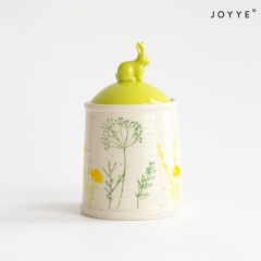 Green and White Embossed Bunnies Tableware Collection