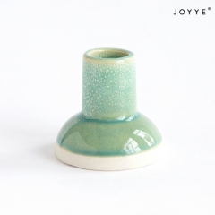 Black and Jade Green Reactive Ceramic Candle Holders
