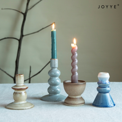 Colorful Multi-crafts Geometric Stacking Ceramic Candle Holders
