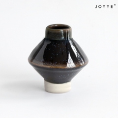 Black and Jade Green Reactive Ceramic Candle Holders