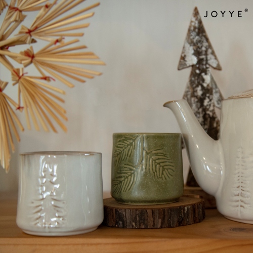 The Green Debossed Christmas Mugs