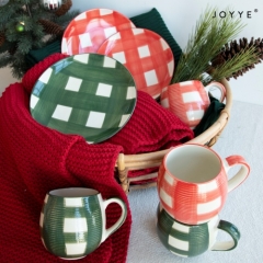 The Handpainted Checker Christmas Mugs