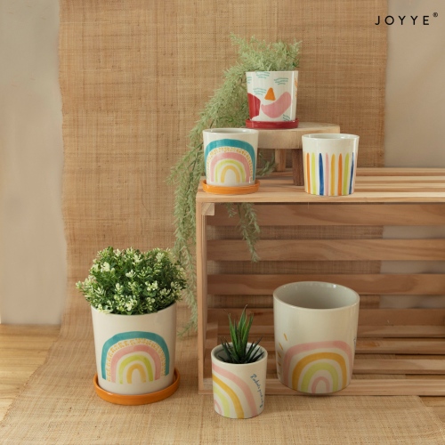 The Hand-Painted Rainbow Ceramic Planter by Joyye