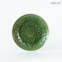 Christmas Vintage Amber and Green Crackle Glaze Dinnerware