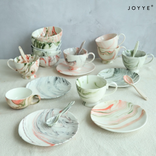 Colorful Marble Effects Ceramic Tableware Collection