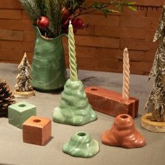 The Red and Green Marbled Effect Ceramic Candle Holder