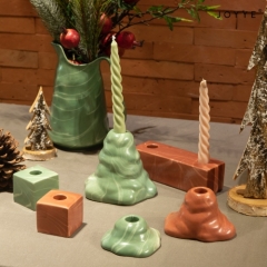 The Red and Green Marbled Effect Ceramic Candle Holder