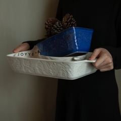 The Christmas Blue and White Debossed Tableware by Joyye