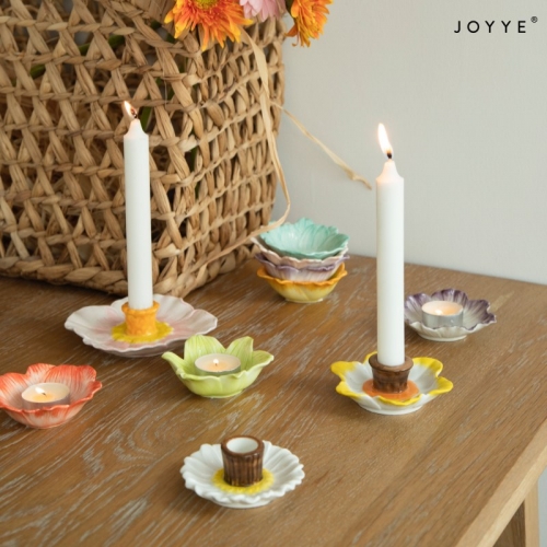 The Spring Colorful Embossed Floral Candle Holder Collection by Joyye
