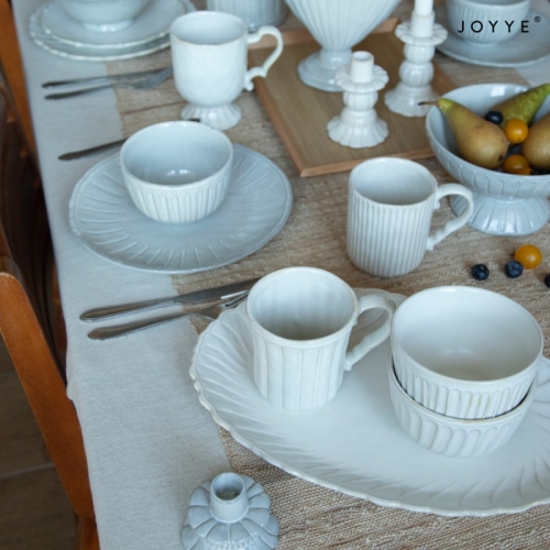 Vintage White Debossed Stripes Dinnerware Collection