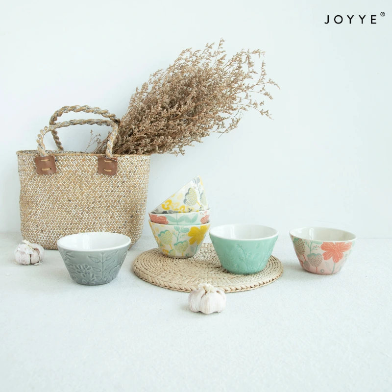 Hand-painted Colorful Flower Ceramic Bowls