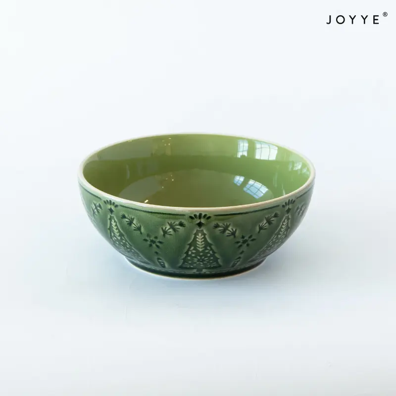 Embossed Christmas Theme Ceramic Bowls