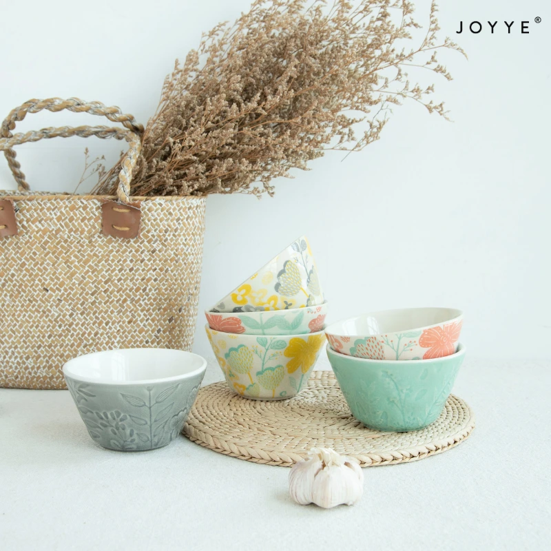 Hand-painted Colorful Flower Ceramic Bowls