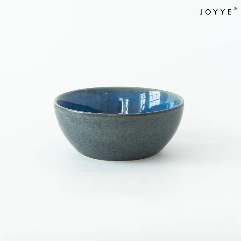 Black and Blue Reactive Glazed Ceramic Bowls