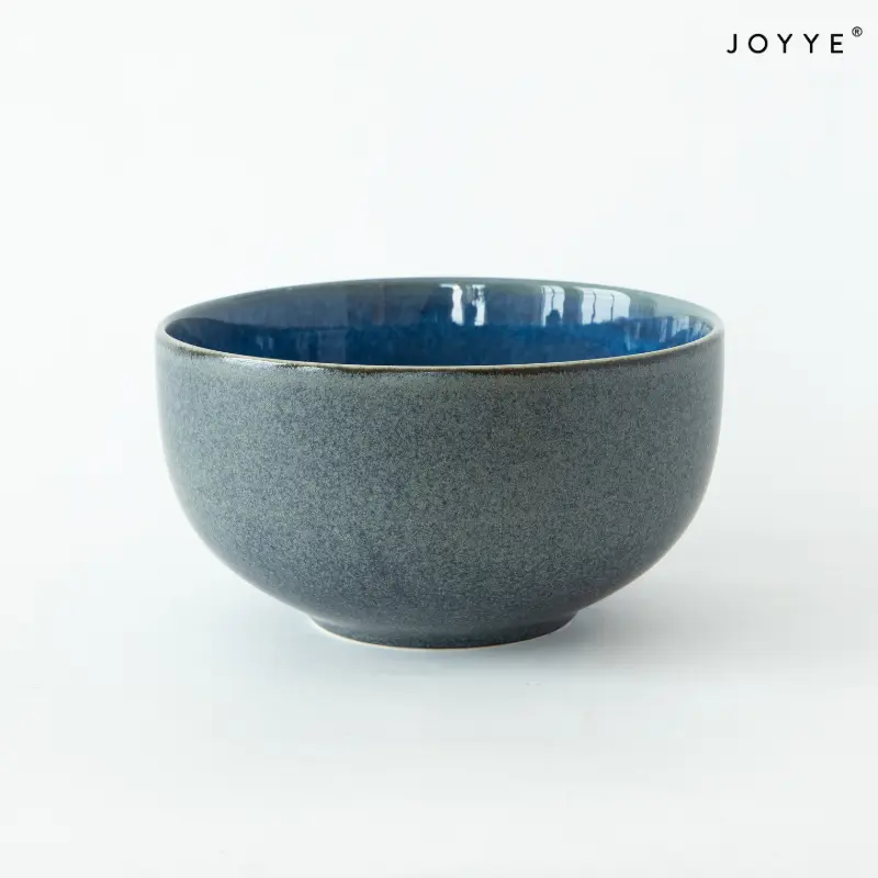 Black and Blue Reactive Glazed Ceramic Bowls