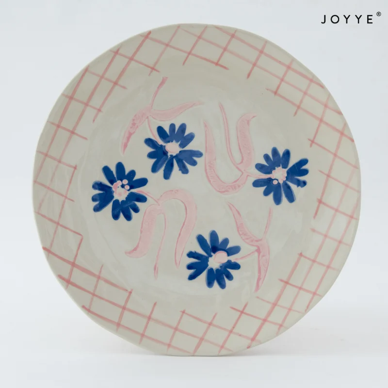 Hand-painted Fruit and Plaid Plates Set