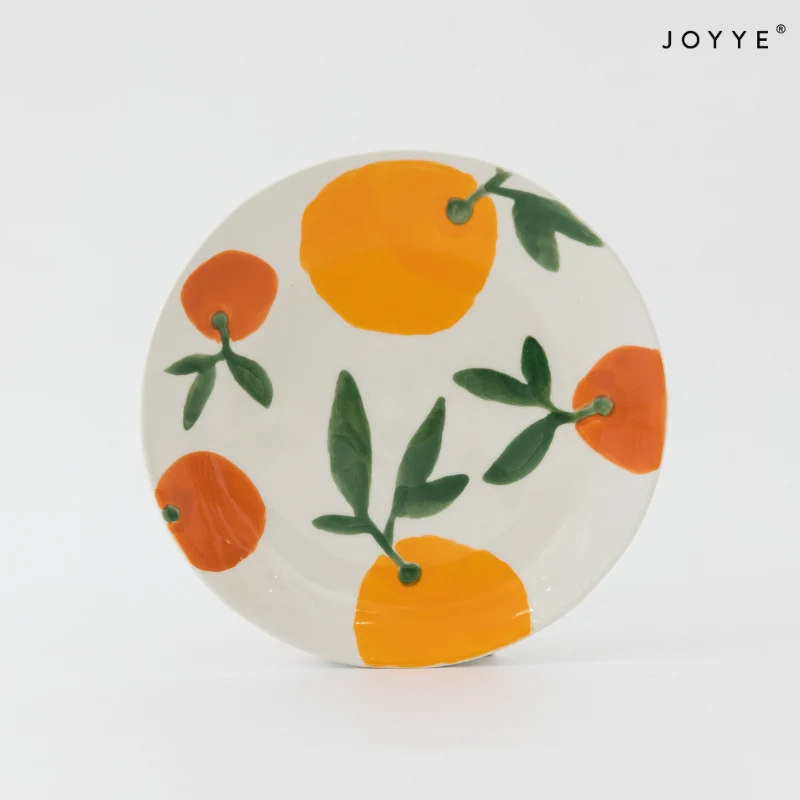 Hand-Painted Fruit Stripe Design Dinner Plate