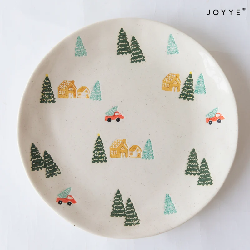 Hand-Painted Holiday Tree Dinner Plates
