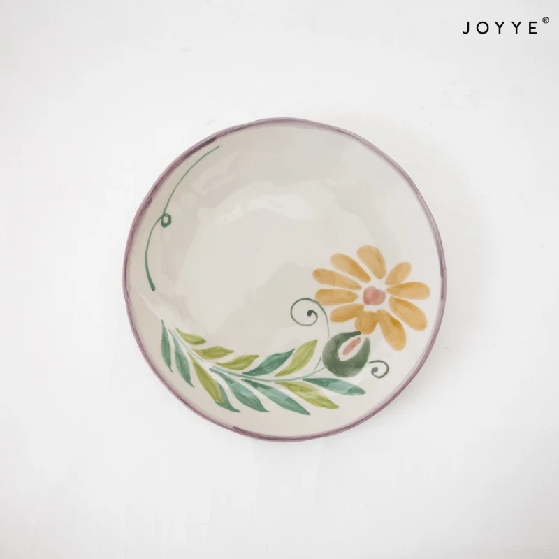 Hand-Painted Floral Ceramic Plate Sets