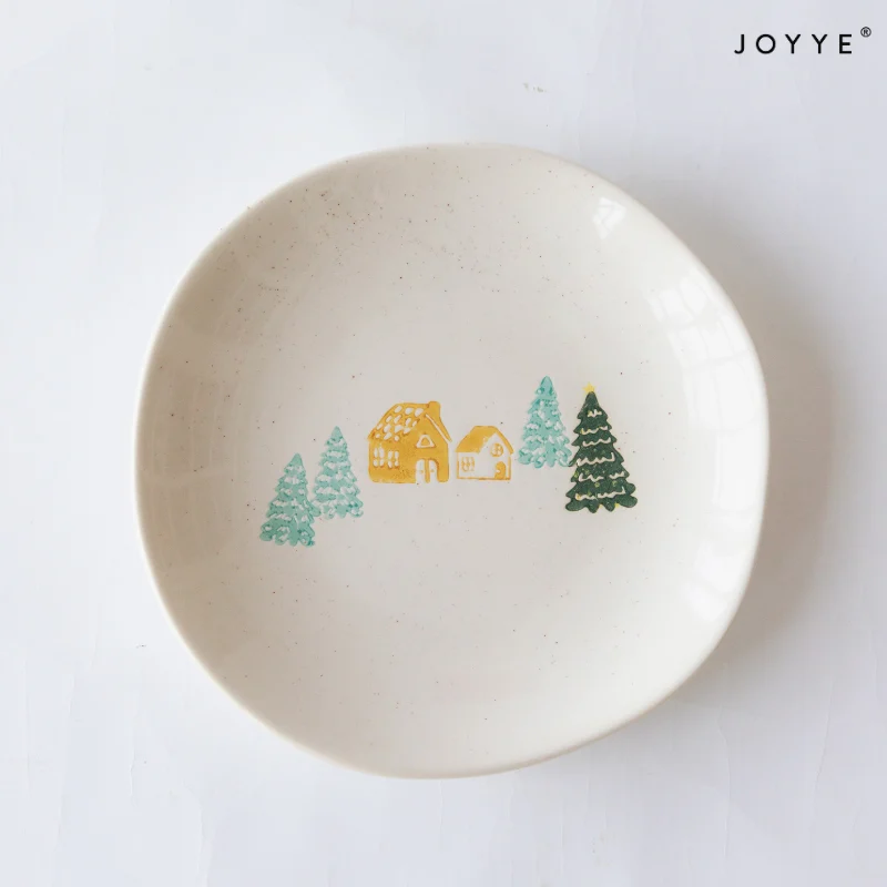 Hand-Painted Holiday Tree Dinner Plates