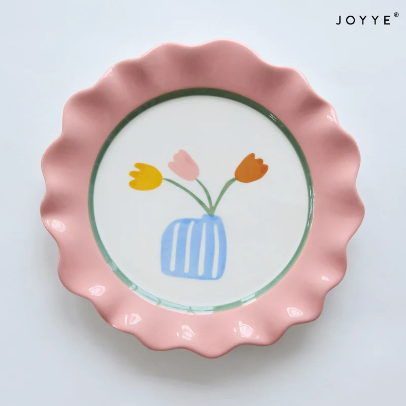 Hand-painted Tropical Flower Dinner Plate