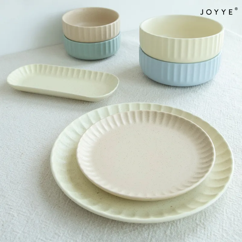 Debossed Matte Speckle Glaze Ceramics Plates