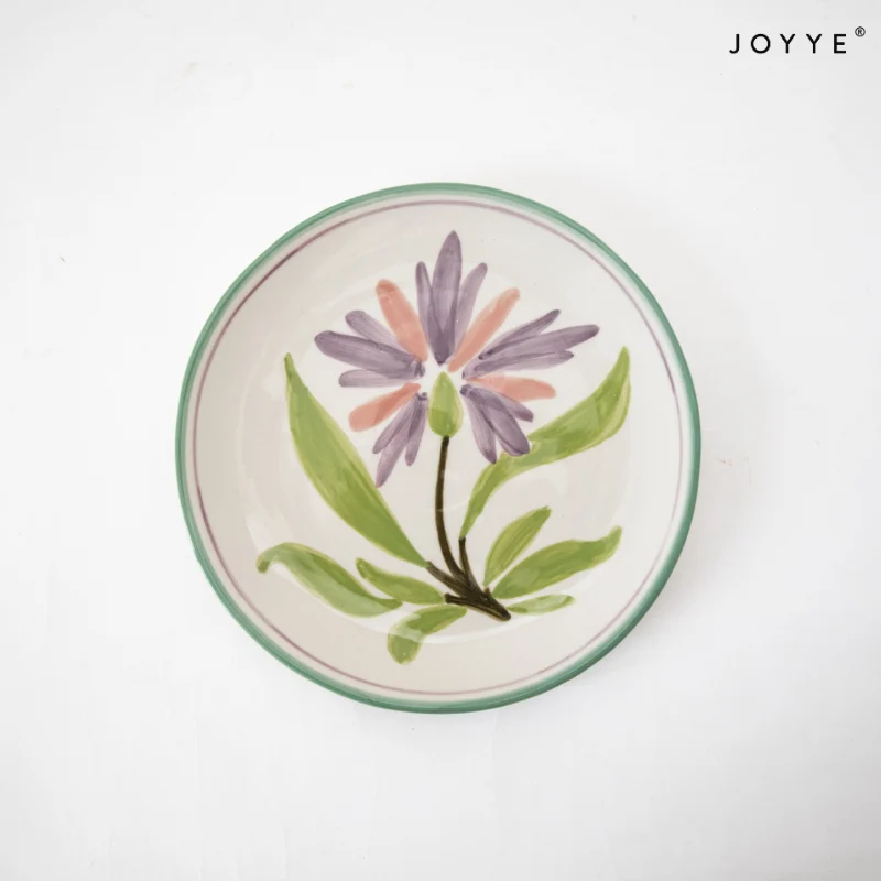 Hand-Painted Floral Ceramic Plate Sets