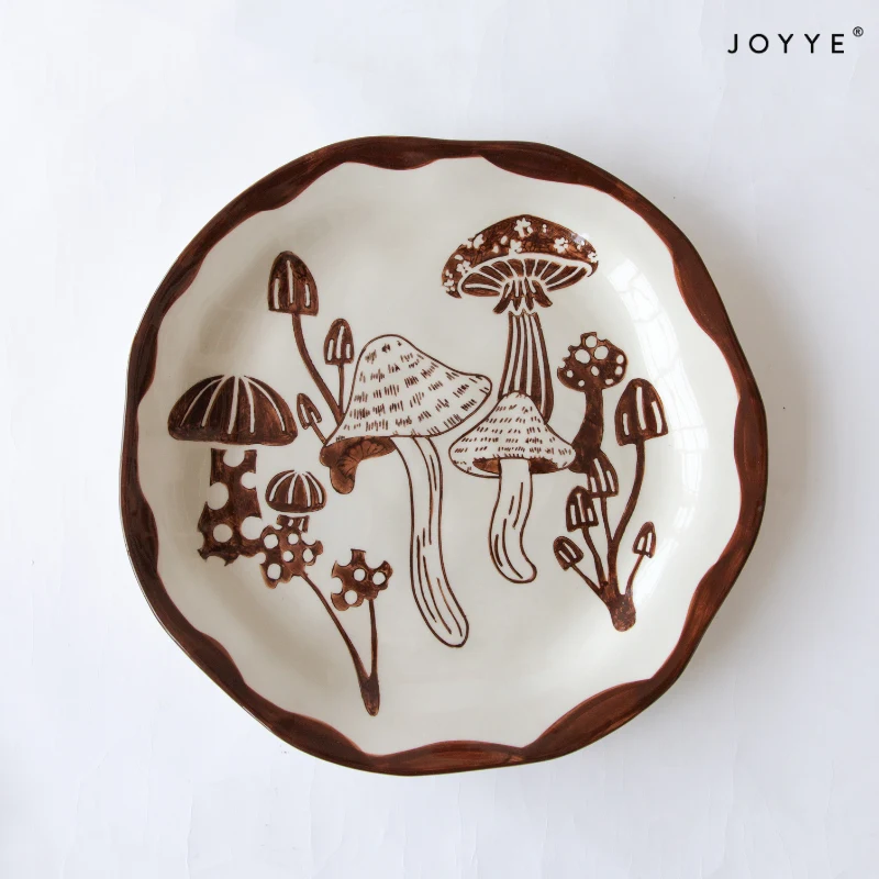 Hand-Painted Mushroom Design Dinner Set
