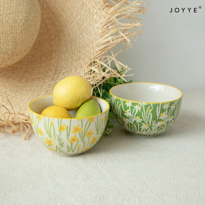Spring Summer Decal Flower Ceramic Bowls