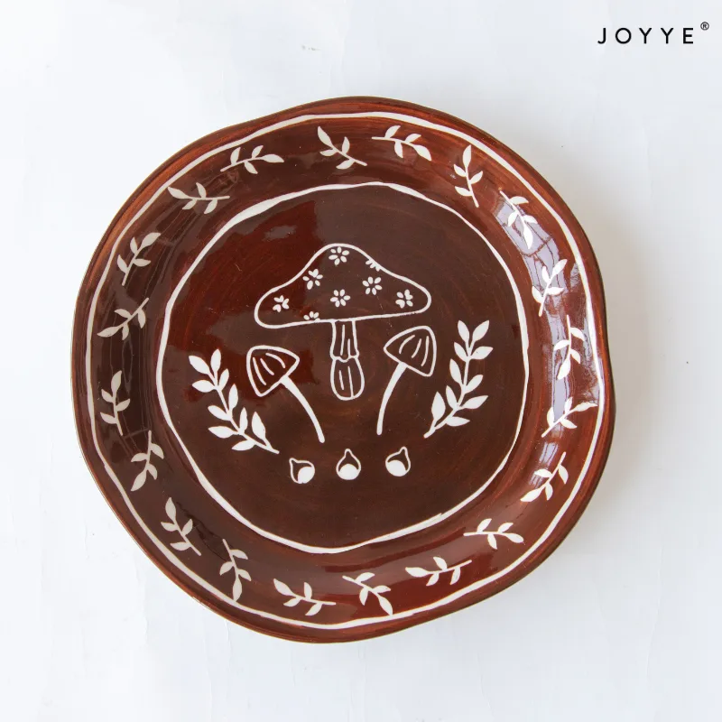 Hand-Painted Mushroom Design Dinner Set