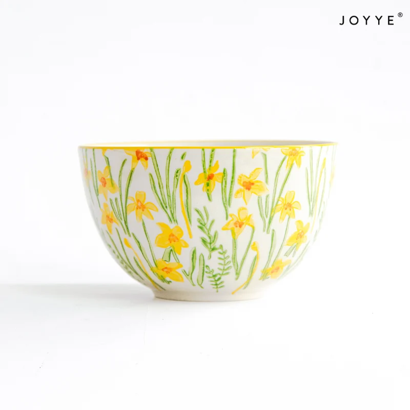 Spring Summer Decal Flower Ceramic Bowls
