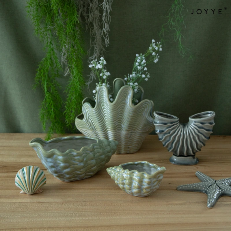 Irregular Ocean Embossed Ceramic Vase