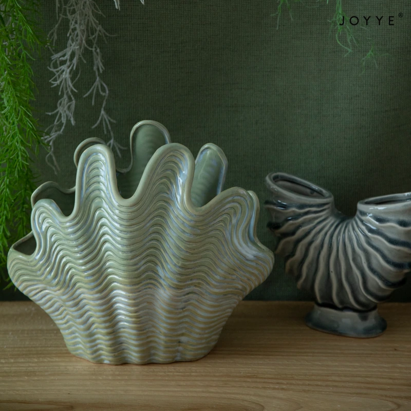Irregular Ocean Embossed Ceramic Vase