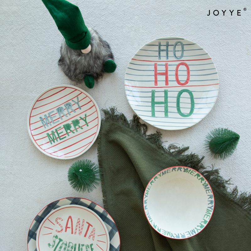 Joyful Red and Green Christmas Tableware