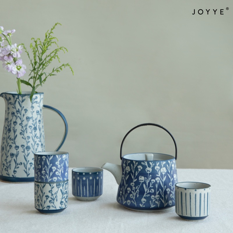 Handpainted and Stamped Elegant Blue Tableware