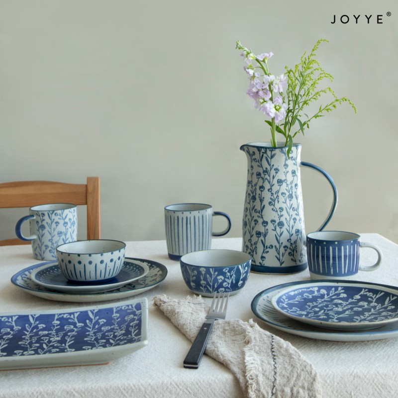Handpainted and Stamped Elegant Blue Tableware