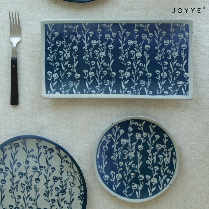 Handpainted and Stamped Elegant Blue Tableware