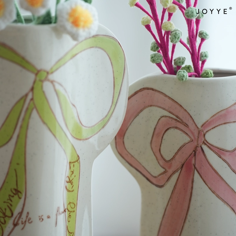 Sweet Hand-painted Bow Vases