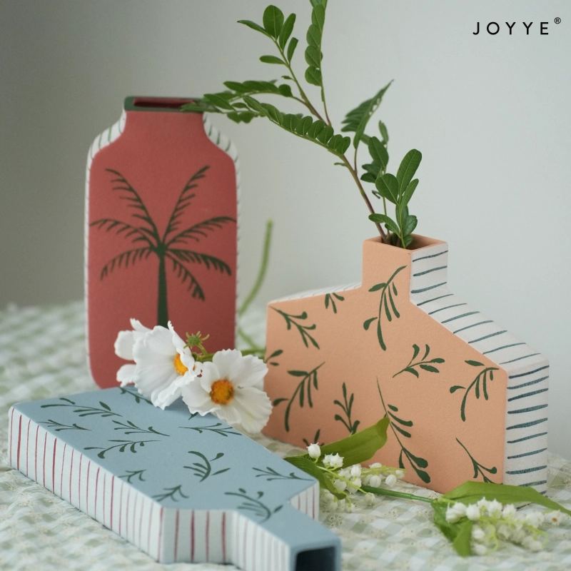 Playful Geometric Shapes Hand-painted Vases