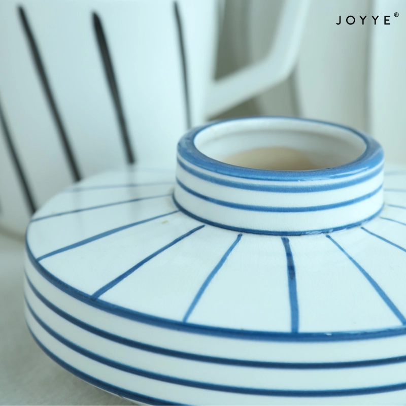 White Modern Elegant Stripes Vase