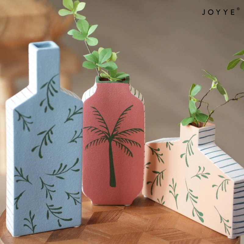Playful Geometric Shapes Hand-painted Vases